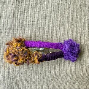 Handcrafted Purple and Gold Hair Clips